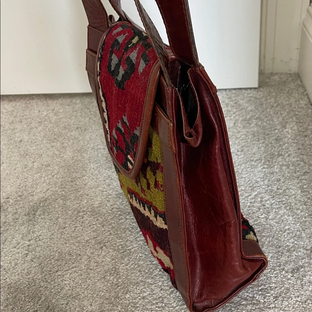 Vintage Turkish Kilim Leather Bag Boho